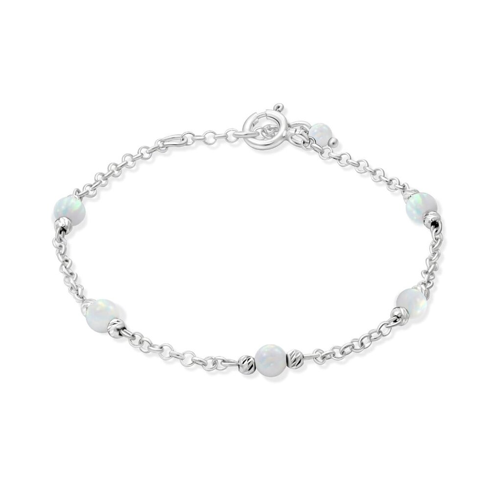925 Sterling Silver White Opal Bracelets For Women - October Birthstone Bracelet